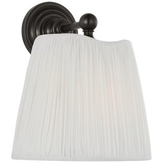 Amber Lewis for Visual Comfort Signature Matos 11" Sconce in Bronze with Silk Pleat Shade For Sale