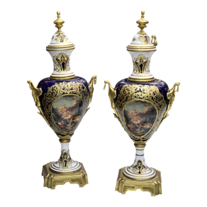 Set of 2 Porcelain Vases, French Design
