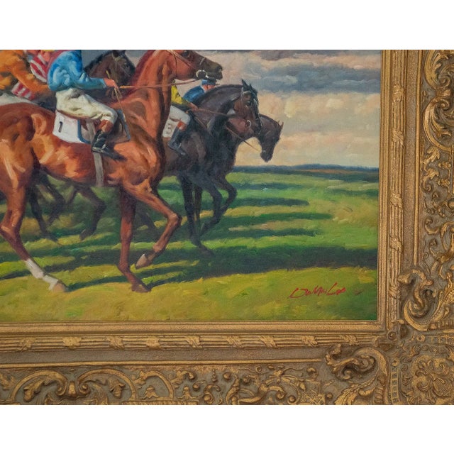 Mid-20th Century Salvator Domingo - Horse Racing Scene, Oil on Canvas For Sale - Image 4 of 5