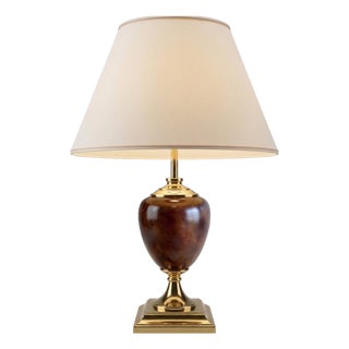 Vintage Table Lamp in Brass and Ceramic from Deknudt, 1970s For Sale