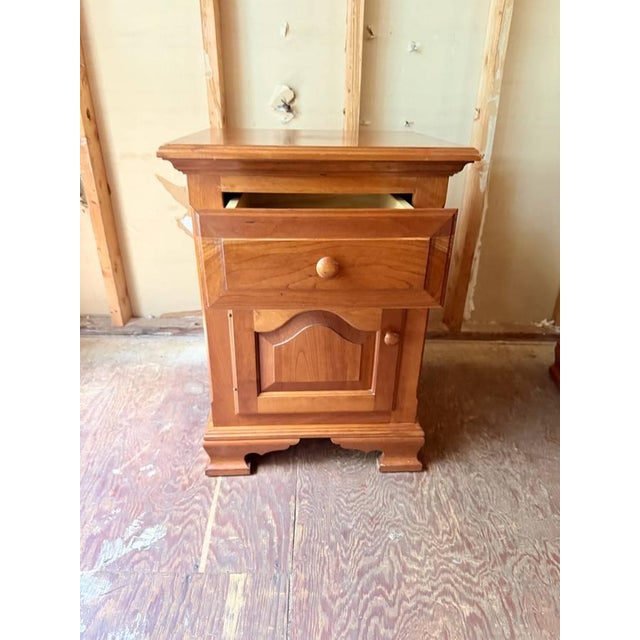 Brown Late 20th Century Pair of Contemporary Style Solid Wood 1 Drawer Nightstands For Sale - Image 8 of 15