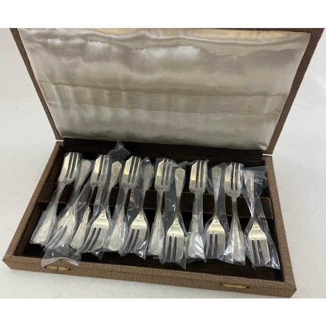 New 1980s Silver Plated 12 Pastry Forks Set , La Regence For Sale - Image 13 of 17