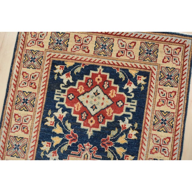 Kazak Runner 2’8” X 9’11” Blue Wool Traditional Hand-Knoted Oriental Rug For Sale In Philadelphia - Image 6 of 12