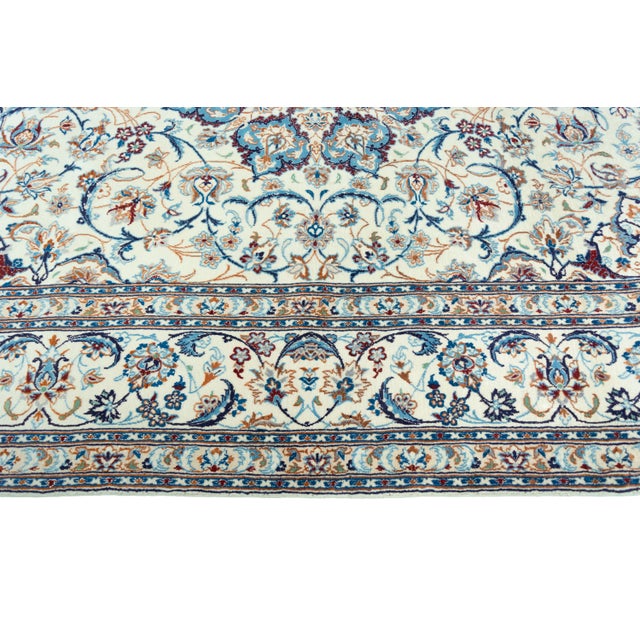 Blue Hand-Knotted Oriental Rug with Silk For Sale - Image 8 of 12