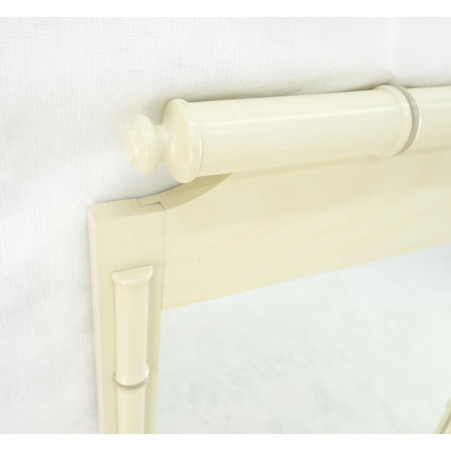 Pair of White Lacquer Mid Century Modern Rectangle Faux Bamboo Wall Mirrors MINT