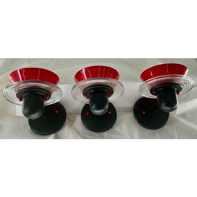 Lamperti Associates Set of 3 “Bettina Parete” Postmodern Wall Sconses by Lamperti, Italy For Sale - Image 4 of 12