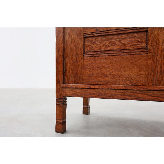 Antique Dutch Jugendstil Oak Cabinet with Open Shelf Section, 1890s For Sale - Image 14 of 17