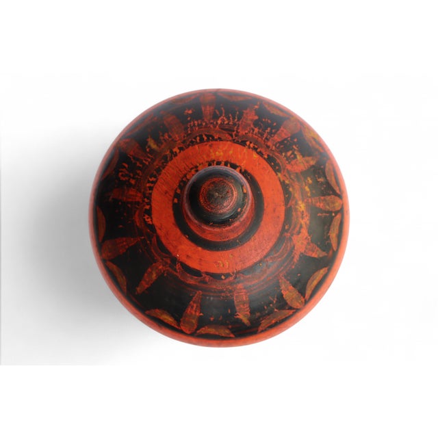 antique handpainted stunning wooden lacquerware spice box from afghanistan / pakistan a handpainted wooden lacquerware...