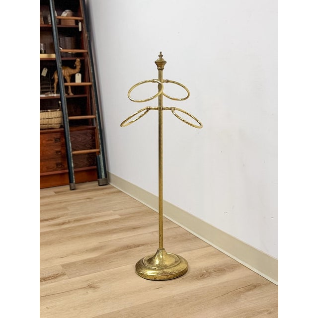 Metal Vintage Towel Rack Brass Regency Freestanding Scarf Rack Hollywood Regency MCM For Sale - Image 7 of 7