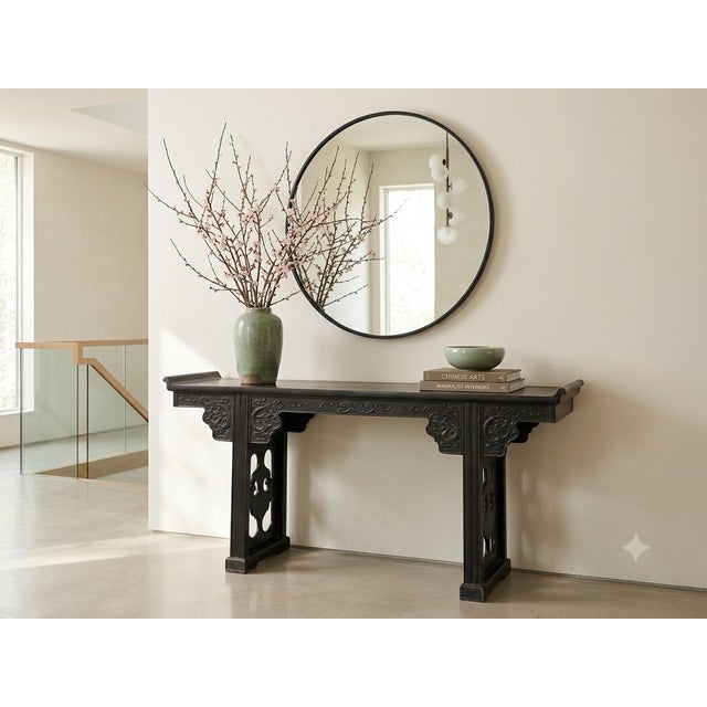 Vintage Rosewood Dark Brown Black Stain Dragon Relief Carving Altar Table For Sale In San Francisco - Image 6 of 12