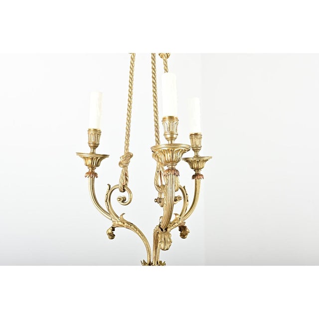 French 19th Century Gilt Bronze and Ceramic Chandelier For Sale In Baton Rouge - Image 6 of 13