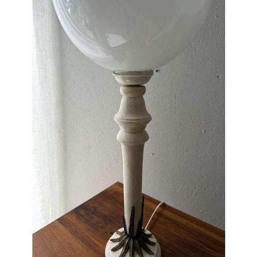 Alabaster Table Lamps with Opaline Glass Globes, 1970s, Set of 2 For Sale - Image 6 of 13