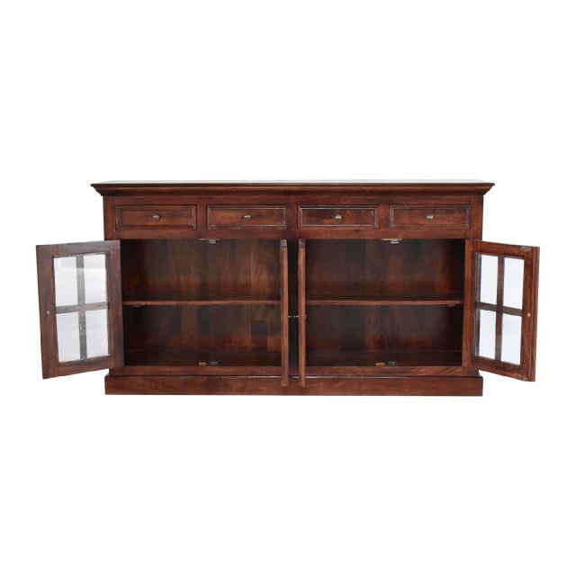Solid Wood Sideboard With Glass Doors For Sale - Image 4 of 8