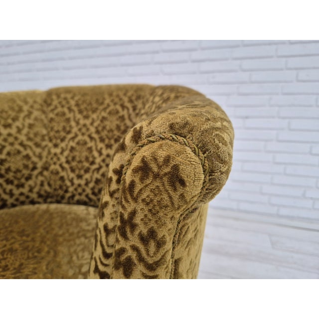 Vintage Danish Lounge Chair in Green Furniture Fabric, 1950s For Sale - Image 13 of 18