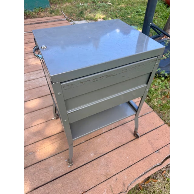 Metal Vintage Steel-Parts MFG Co. Chicago Industrial Steel Storage Cabinet For Sale - Image 7 of 11