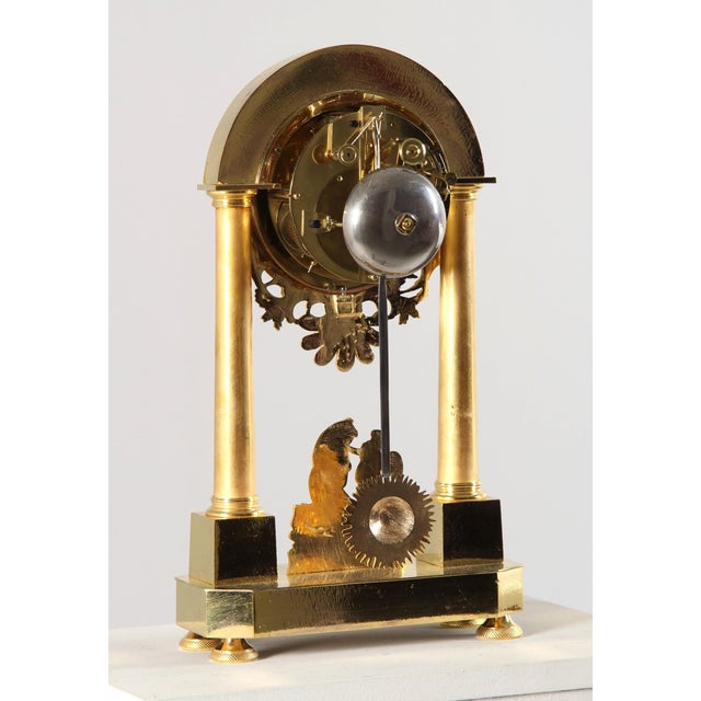 Gold Mantel Clock in Bronze and Enamel For Sale - Image 8 of 9