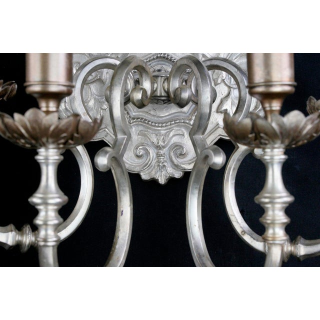 1890s Restored E.F. Caldwell Oversized Silvered Bronze Sconces by - a Pair For Sale - Image 13 of 14