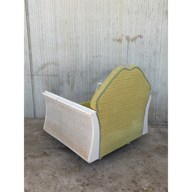 Green Hollywood Regency Faux Bamboo Lounge Chairs With Cane Back - a Pair For Sale - Image 8 of 12