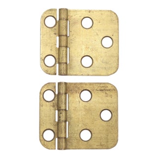 Pair of Vintage 1.75 X 1.5 In. Brass Face Mount Cabinet Hinges For Sale