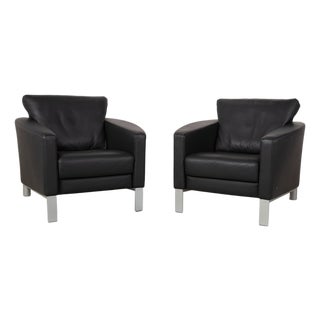 Black Leather 1200 Armchairs from Rolf Benz, Set of 2 For Sale