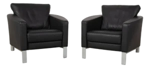 Black Leather 1200 Armchairs from Rolf Benz, Set of 2