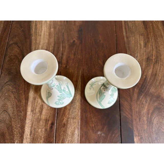 Pair of Halcyon Days Candlesticks Green Hellebores Design From 1915 Mackintosh Drawing For Sale In Los Angeles - Image 6 of 8