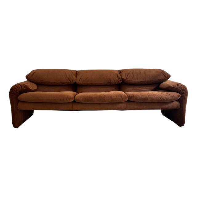 Three-Seater Sofa in Brown Velvet, 1970s For Sale