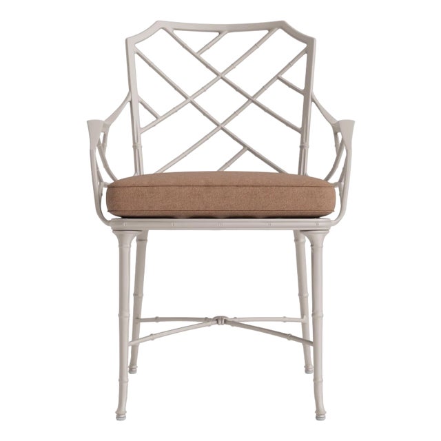 Brown Jordan Calcutta Arm Chair, Dove frame with Fusion Clay fabric For Sale