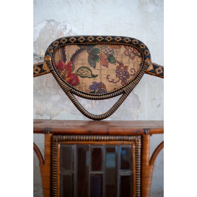 Rattan and Rush Étagère with Bevelled Glass Door, 1890s For Sale - Image 3 of 8