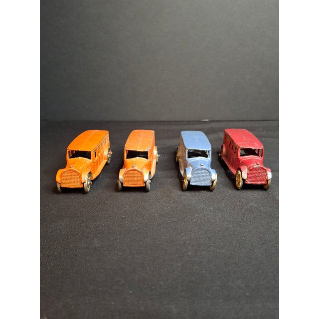 Vintage Pre-War Tootsietoy No. 4651 Fageol Safety Coach Bus Group (4) - Orange Blue Red 1927-1933 For Sale - Image 4 of 14