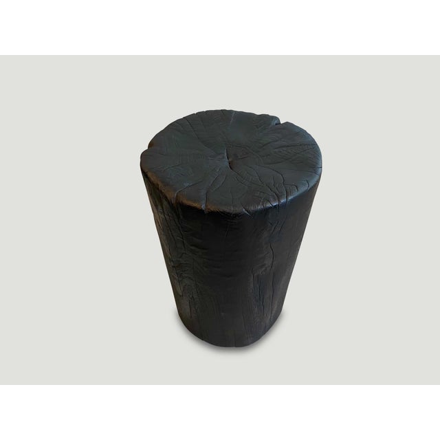 2010s Andrianna Shamaris Charred Teak Wood Side Table or Stool For Sale - Image 5 of 5