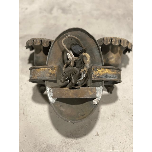 Mid 20th Century Antique Art Deco Cathederal 2 Light Wall Sconce for Repair For Sale - Image 5 of 8