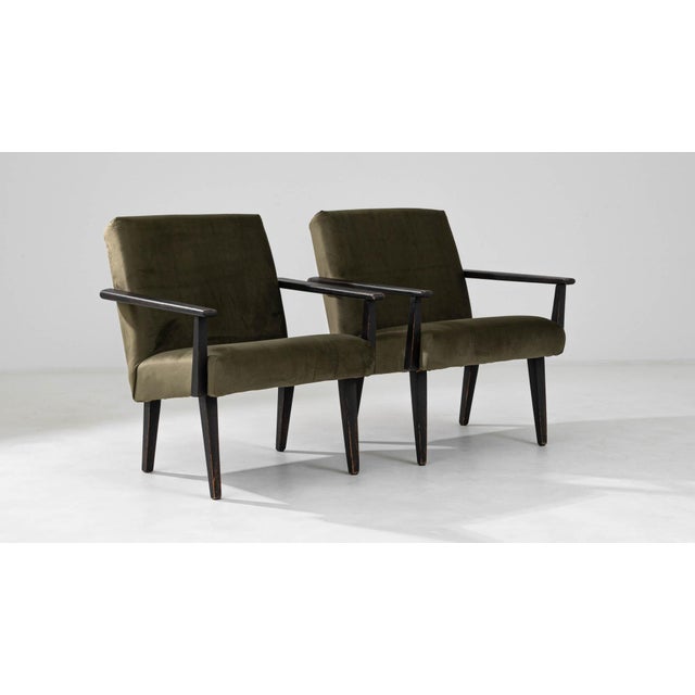 Charcoal 1960s Czech Upholstered Armchairs, a Pair For Sale - Image 8 of 18
