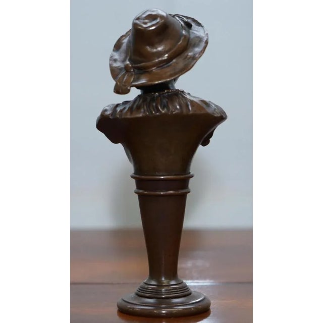 Victorian Solid Miniature Bronze Bust Statues, Set of 2 For Sale - Image 14 of 18