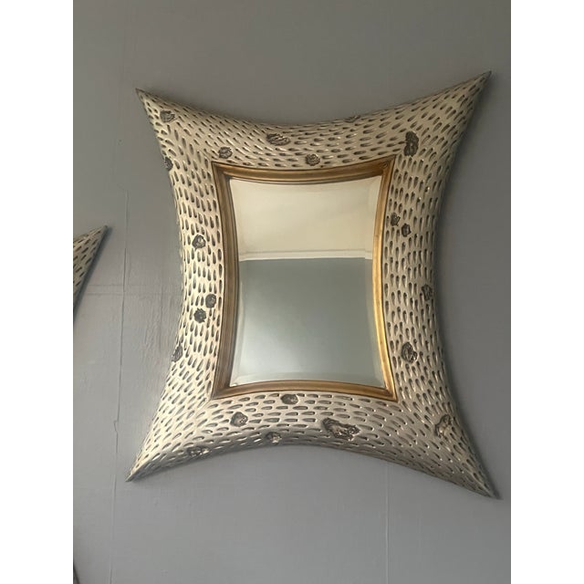 Christopher Guy Pair of Christopher Guy Diamond Wall Mirrors in Mahogany With Beveled Glass For Sale - Image 4 of 6