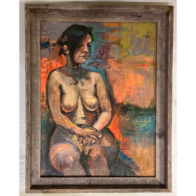 Paint "Sitting Pretty”, 22"x28", Original Oil Painting, Nude Woman For Sale - Image 7 of 7