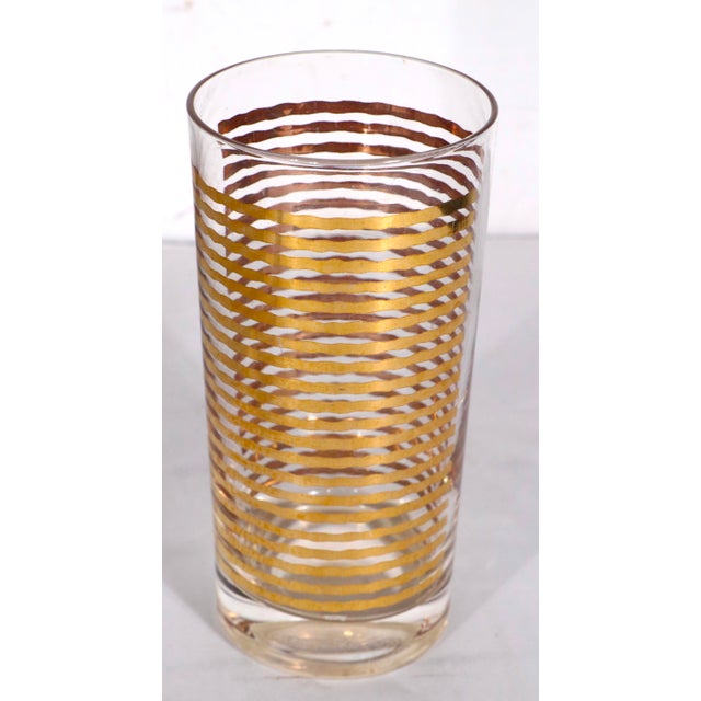 Mid 20th Century Mid 20th Century Hollywood Regency Gold Band Drink Set by Colony Glass - 9pcs For Sale - Image 5 of 13