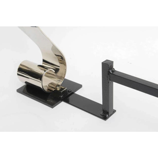 Chrome Andirons Modern Nickel Plated, "S Form", For Sale - Image 8 of 11