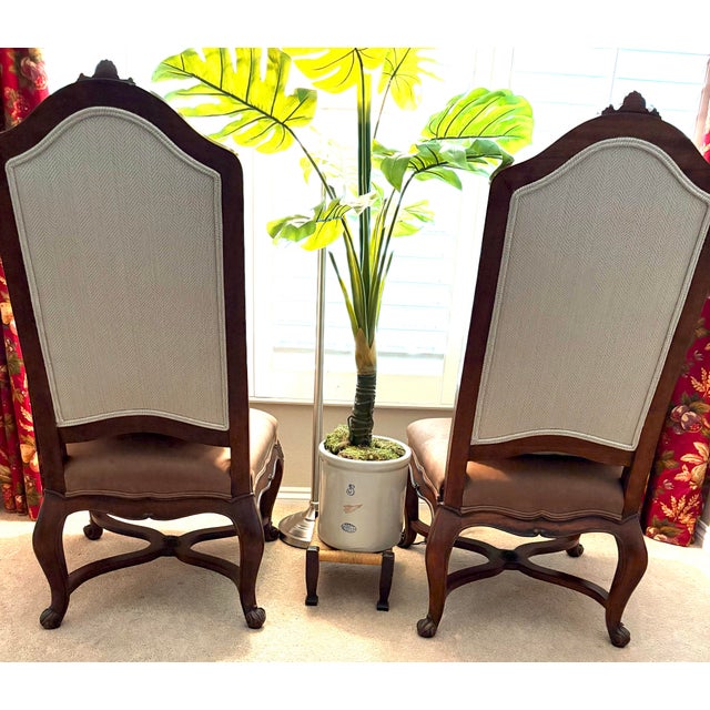 French Provincial Pair of Henredon French Provincial Accent Chairs | Louis XV Style | Carved Hardwood For Sale - Image 3 of 12