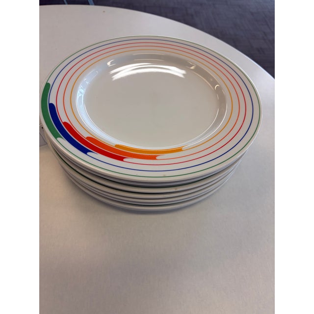 Fabulous Memphis style 1980’s dinner ceramic plates by Studio Nova names fire&ice collection. This a set of 8 plates in...