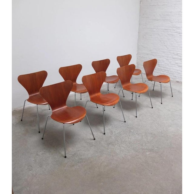 Series 7 Chairs in Teak by Arne Jacobsen for Fritz Hansen, 1955, Set of 8 For Sale - Image 17 of 17