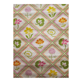 United DeSoto Floral Diamond Motif 70s Vintage Wallcovering For Sale