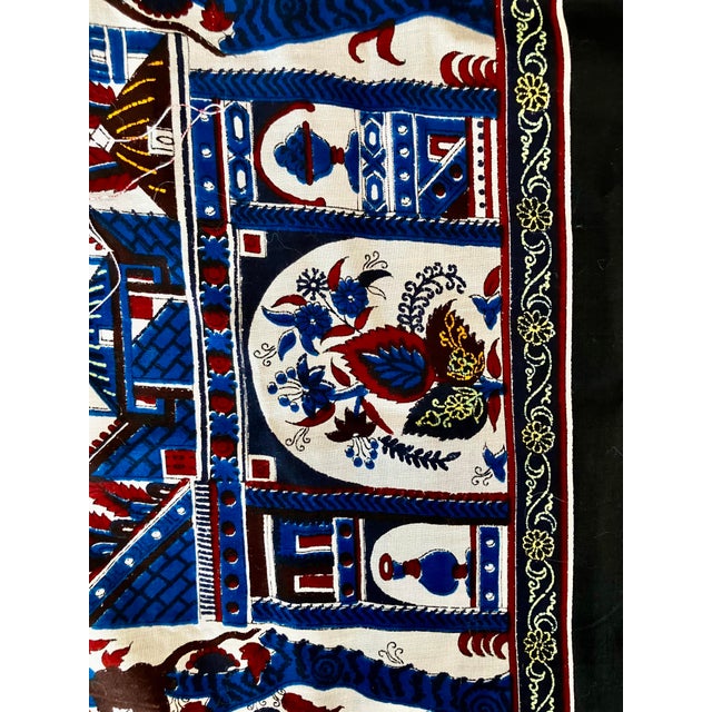 White Vintage Authentic Dutch Java Fabric Chintz Wall Hanging With Intricate Animal and Floral Motifs For Sale - Image 8 of 9