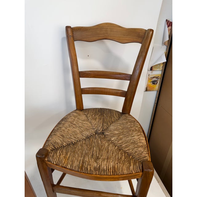 French Provincial Pair French Country (Provencial) Ladderback Chairs For Sale - Image 3 of 9