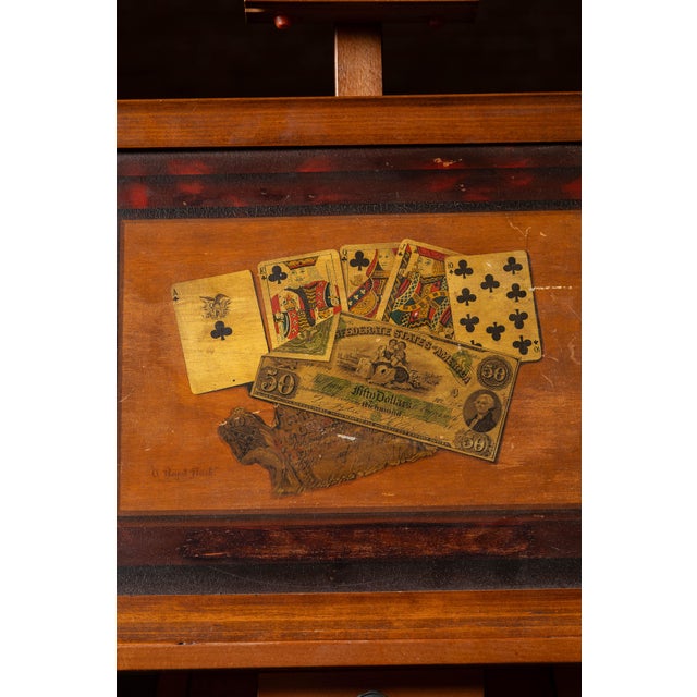 French A Royal Flush | Framed 19th Century Trompe-L’œil Oil Painting For Sale - Image 3 of 7