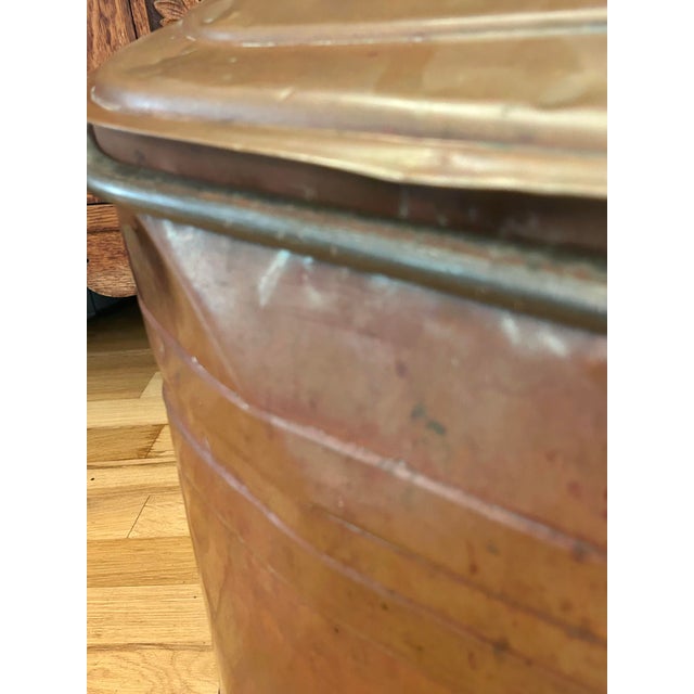 Antique Early 1900’s Large Copper Laundry Wash Boiler With Lid & Wood Handles For Sale - Image 11 of 12