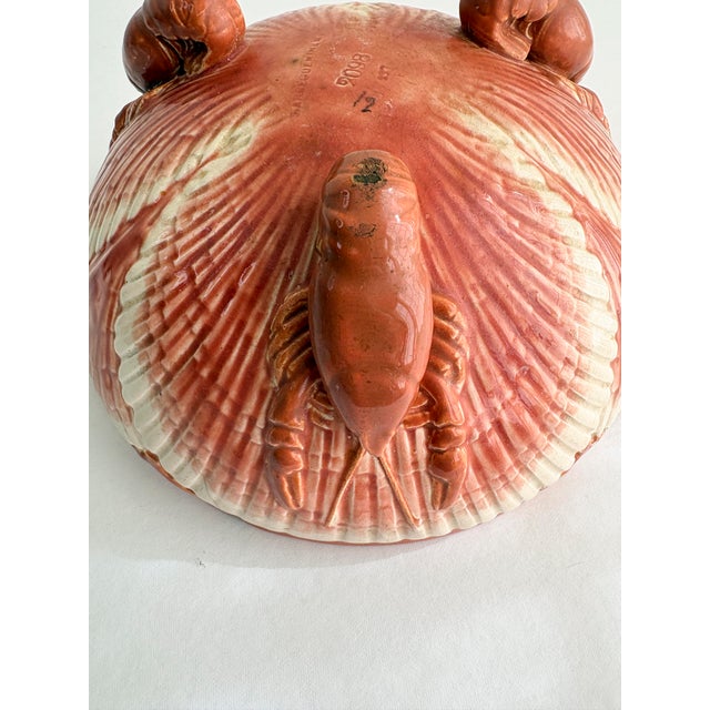 Antique French Sarreguemines Majolica Lobster Clamshell Centerpiece Bowl For Sale - Image 13 of 17