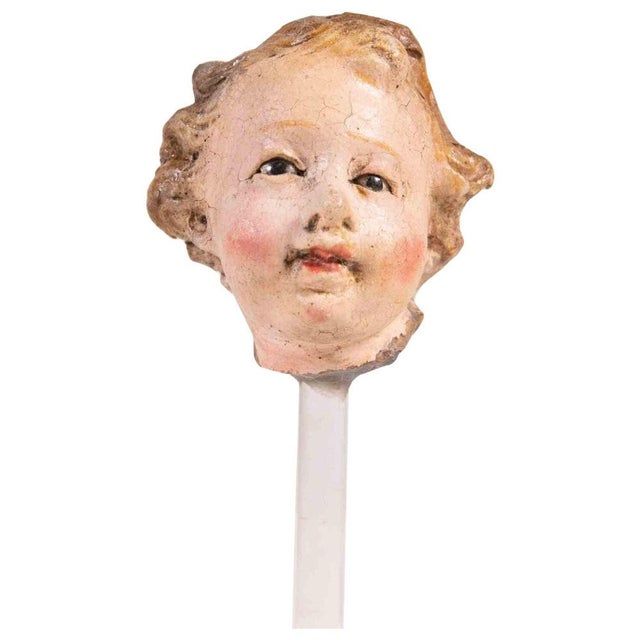 Polychrome Ceramic Head of Child Sculpture, Italy, 18th Century For Sale - Image 6 of 6