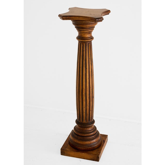 Early 20th Century Walnut Fluted Column Pedestal or Plant Stand, c.1940 For Sale - Image 16 of 16