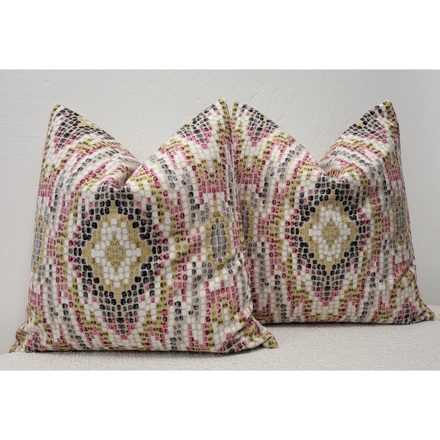 Clarke & Clarke Dot Diamond Velvet Pillow Covers- a Pair For Sale In Los Angeles - Image 6 of 6